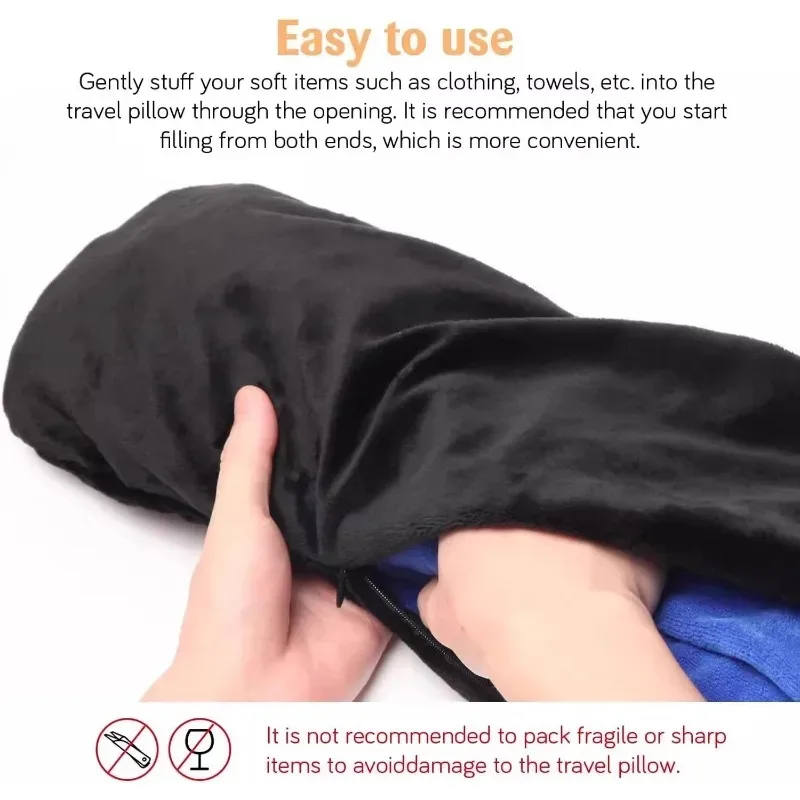 Fillable Travel Neck Pillow Cover with Straps - Image 3