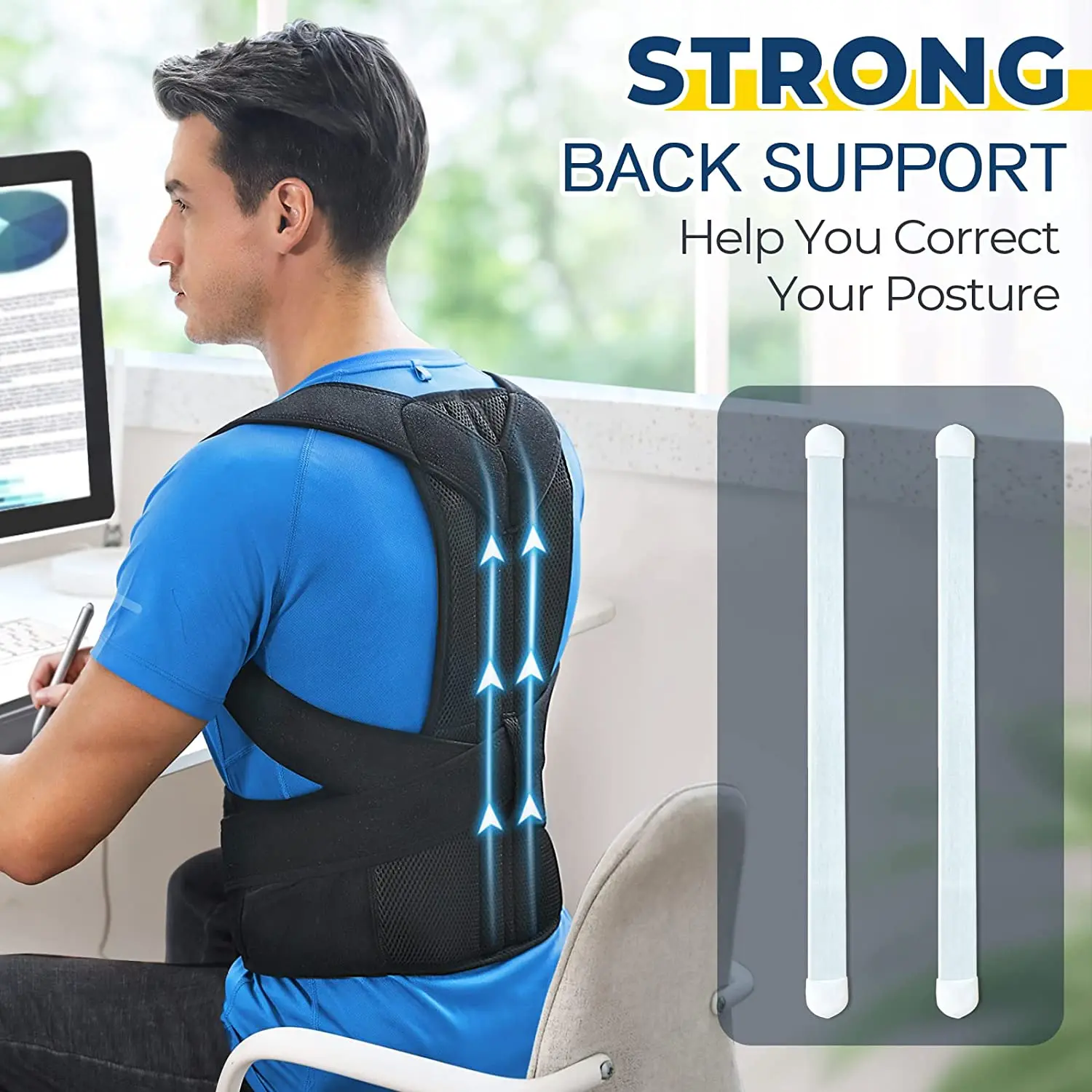 Adjustable Back Support Brace – Black or Grey - Image 5