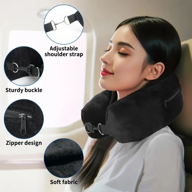 Fillable Travel Neck Pillow Cover with Straps - Image 4