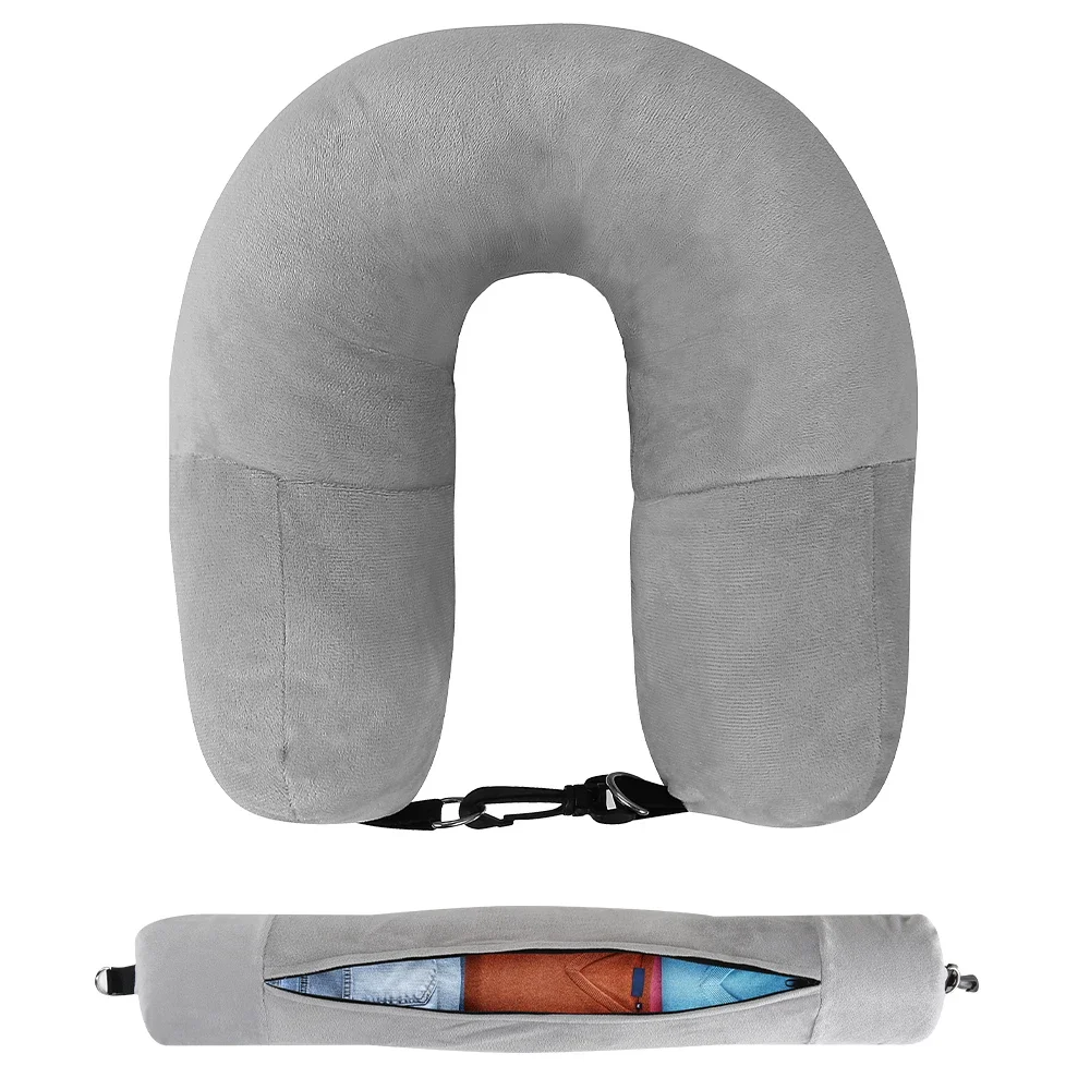 Fillable Travel Neck Pillow Cover with Straps - Image 8