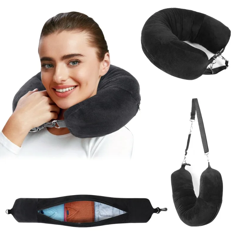 Fillable Travel Neck Pillow Cover with Straps