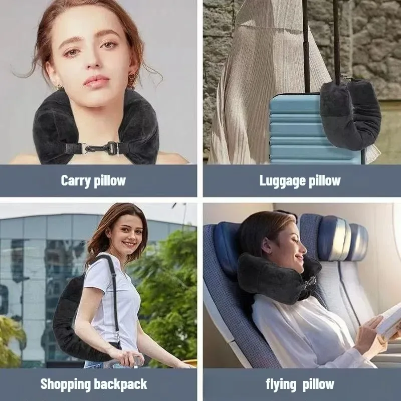 Fillable Travel Neck Pillow Cover with Straps - Image 6